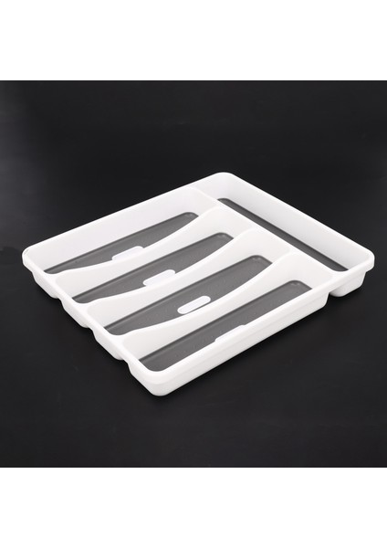 Gri Gümüş Tepsi Çatal Toplama Kabı 5 Bölmeli Yumuşak Kavrama Astarı Sofra Için Plastik Çatal Saklama Kutusu (Yurt Dışından)