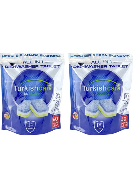 Hepsi 1 Arada 40 Lı Bulaşık Makinası Tableti x 2 Paket (80 Tablet)