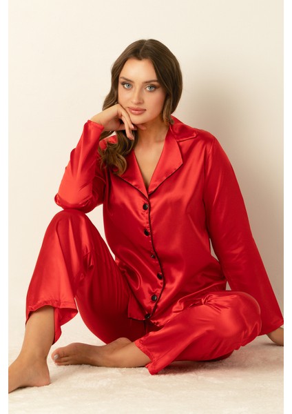 Uzun Kollu Saten Pijama Takımı indirimleri