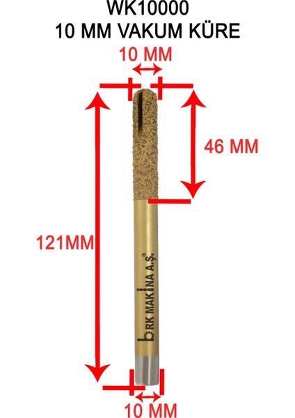 Mermer Granit Vakum Küre Freze 10 mm