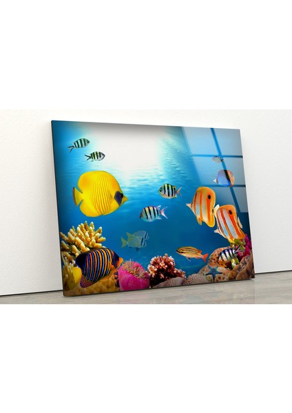 Akvaryum Temperli Cam Duvar Tablosu fiyatları