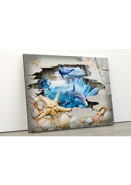 3D Yunus Balığı Temperli Cam Duvar Tablosu fiyatları