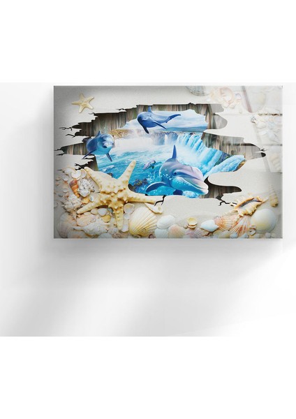 3D Yunus Balığı Temperli Cam Duvar Tablosu fırsatları