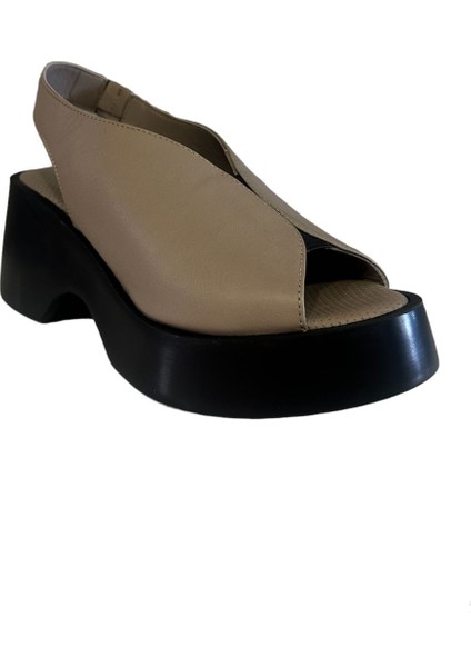 42624 Kadın Deri Yazlık Ayakkabı Vizon