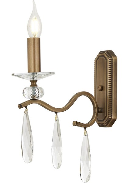 Avonnı Eskitme Kaplama Aplik E14 Metal Kristal 28X11CM