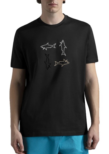 Erkek Pamuklu Kısa Kollu Yuvarlak Yaka Siyah T-Shirt 24411088-011