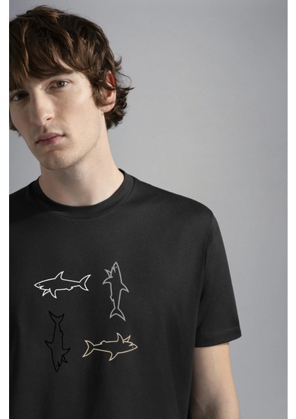 Erkek Pamuklu Kısa Kollu Yuvarlak Yaka Siyah T-Shirt 24411088-011 modelleri