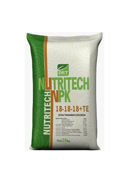 Dr.tarsa Nutritech 18-18-18+Te Suda Çözülebilir Gübre 25 kg