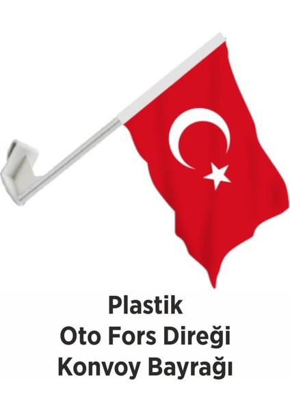 Asya Bayrak 2'li Plastik Oto Fors- Konvoy Türk Bayrağı