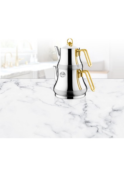 Dn 12028 Safir Orta Boy Çaydanlık Gold