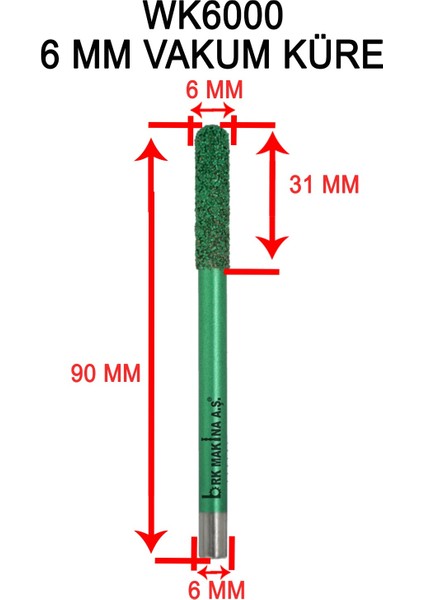 Mermer Granit Vakum Küre Freze 6 mm