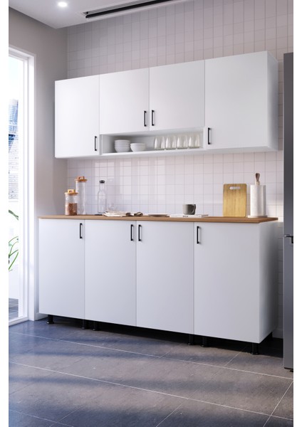 Zento Mini Mutfak Dolabı Alt Üst Modül 200 cm (Tezgah Dahil)