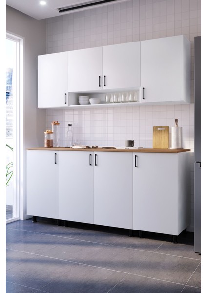 Zento Mini Mutfak Dolabı Alt Üst Modül 200 cm (Tezgah Dahil)
