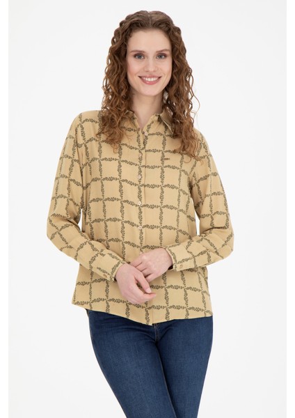 Kadın Kum Gömlek Desenli 50272138-VR085