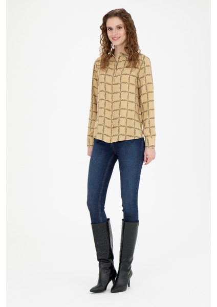 Kadın Kum Gömlek Desenli 50272138-VR085 fırsatları