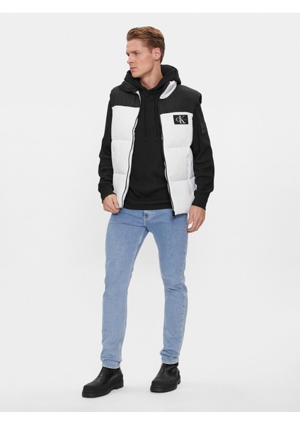 Erkek Marka Logo Detaylı Baskılı Regular Fit Kısa Kollu Beyaz Yelek J30J324665-YAF