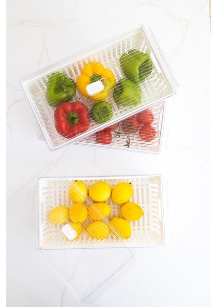 Midi Boy Süzgeçli Buzdolabı Düzenleyici Organizer 3 Adet Yumurtalık Altlığı Hediyeli modelleri