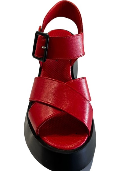 42627 Kadın Deri Yazlık Ayakkabı Kırmızı fırsatları