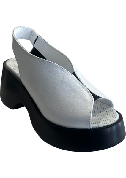 42624 Kadın Deri Yazlık Ayakkabı Beyaz