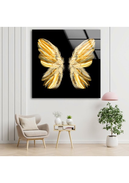 Altın Kelebek Temperli Cam Duvar Tablosu fiyatları