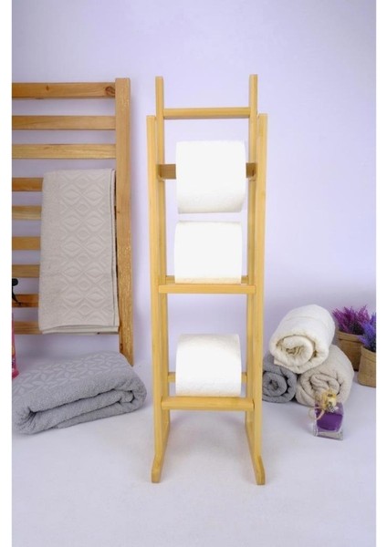 Bambu Tuvalet Kağıdı Standı Yedek Tuvalet Kağıtlığı Kahverengi - C/6 C1-1-289