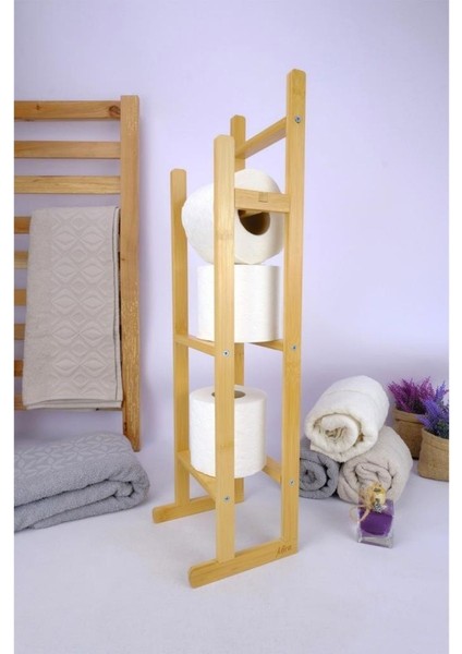 Bambu Tuvalet Kağıdı Standı Yedek Tuvalet Kağıtlığı Kahverengi - C/6 C1-1-289