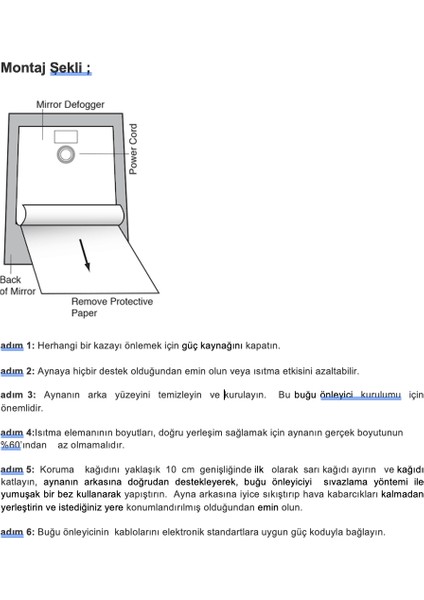 Ayna Buğu Önleyici Rezistans 110 V - 220 V Ac Oval 75X75 cm