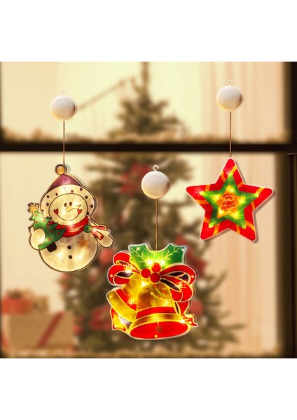 Window Decoration Lights Vantuzlu Yılbaşı Süsü Ledli Zil