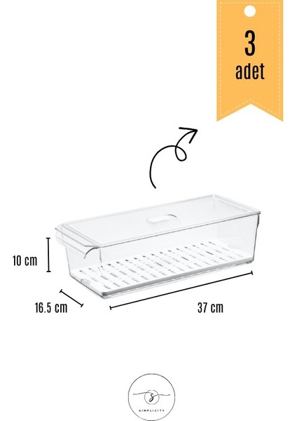 Midi Boy Izgaralı Buzdolabı Düzenleyici Organizer 3 Adet