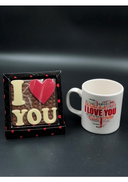 I Love You Çikolata ve Kupa Sevgiliye Eşe Arkadaşa Anneye Doğum Sevgililer Anneler Günü Hediye Set