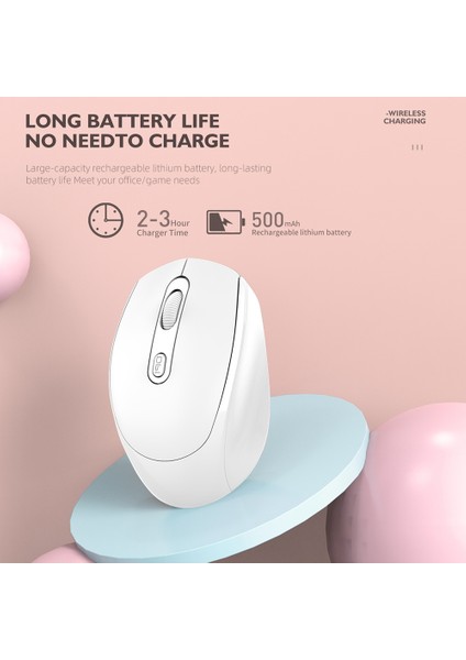 M107 Çift Modlu Şarj Edilebilir Fare 2.4g Kablosuz Fare Dilsiz Dizüstü Masaüstü Bilgisayar Ofis Fare USB Optik Fareler Siyah (Yurt Dışından) modelleri