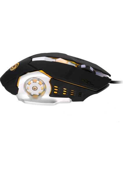 K1026 Genel Gaming Mouse 6 Buton LED Optik Ergonomik USB Kablolu Fare Profesyonel K1026 1000-3200 Dpi Ayarlanabilir LED Mouse Siyah (Yurt Dışından)