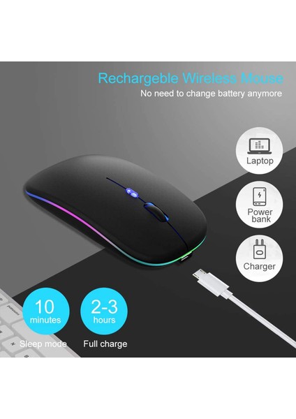 Kablosuz Fare Bluetooth 5.1 Şarj Edilebilir LED Sessiz Fare USB Optik Ergonomik Oyun 2.4g Kablosuz Arkadan Aydınlatmalı (Yurt Dışından) fiyatları