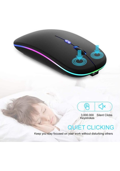 Kablosuz Fare Bluetooth 5.1 Şarj Edilebilir LED Sessiz Fare USB Optik Ergonomik Oyun 2.4g Kablosuz Arkadan Aydınlatmalı (Yurt Dışından) indirimleri