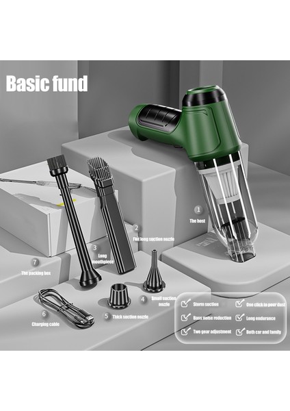 In 1 Araba Kablosuz Elektrikli Süpürge Üflenebilir Ev Aletleri Vakum Ev Araba Çift Kullanımlı Mini Elektrikli Süpürge Çim Yeşil (Yurt Dışından)