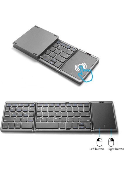 Windows Android Tablet Telefon Için 3 Kanal Bağlantılı Taşınabilir Mini Katlanır Kablosuz Bluetooth 5.1 Klavye, Gümüş (Yurt Dışından)