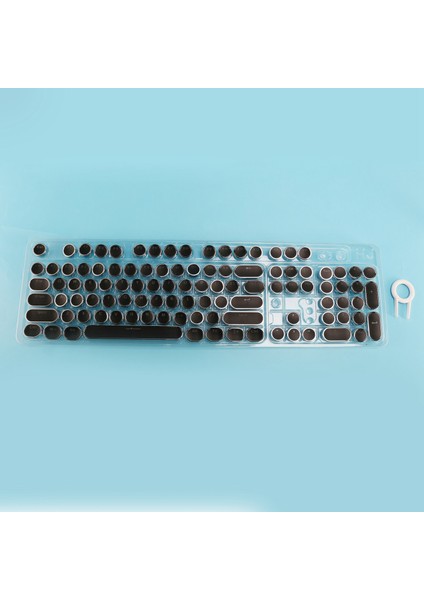 104-KEY Retro Yuvarlak Keycaps Çift Lens Dıy Daktilo Klavye Tuşları Arkadan Aydınlatmalı Mekanik Klavye Yuvarlak Keycaps Siyah (Yurt Dışından)
