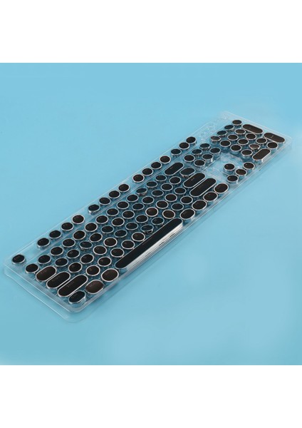 104-KEY Retro Yuvarlak Keycaps Çift Lens Dıy Daktilo Klavye Tuşları Arkadan Aydınlatmalı Mekanik Klavye Yuvarlak Keycaps Siyah (Yurt Dışından)