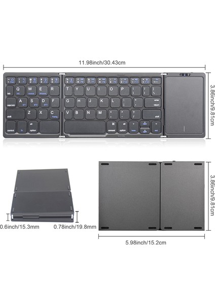 Windows Android Tablet Telefon Için 3 Kanal Bağlantılı Taşınabilir Mini Katlanır Kablosuz Bluetooth 5.1 Klavye, Gümüş (Yurt Dışından)