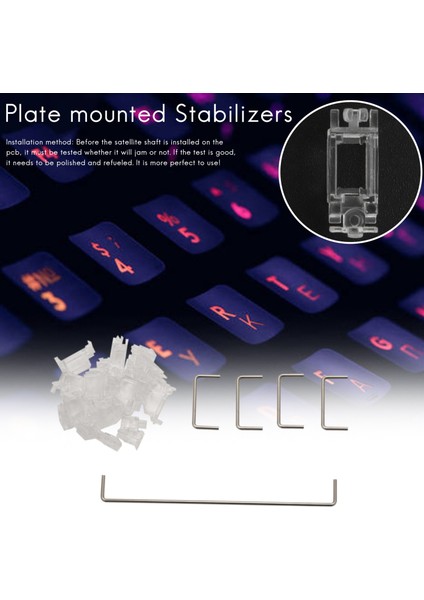 Plakaya Monte Stabilizatörler Mekanik Klavye Değiştirme Tuşları Için Şeffaf Uydu Ekseni 6.25X 2x (Şeffaf) (Yurt Dışından)