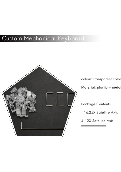 Plakaya Monte Stabilizatörler Mekanik Klavye Değiştirme Tuşları Için Şeffaf Uydu Ekseni 6.25X 2x (Şeffaf) (Yurt Dışından)