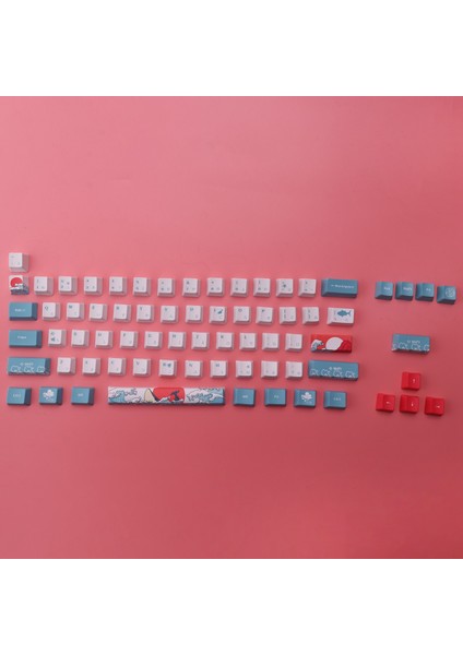 Mx Anahtarları Için %60 Pbt Keycaps Set Profili Mekanik Oyun Klavyesi GK61 64 (Mercan Denizi Japonca) (Yurt Dışından)