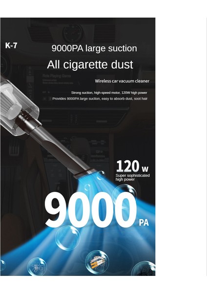 K7 Araba Elektrikli Süpürge 9000PA Süper Emiş Ev Taşınabilir Kablosuz Şarj El Klavye Elektrikli Süpürge 120W-A (Yurt Dışından) fiyatları