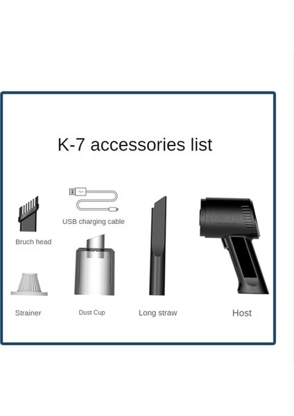 K7 Araba Elektrikli Süpürge 9000PA Süper Emiş Ev Taşınabilir Kablosuz Şarj El Klavye Elektrikli Süpürge 120W-B (Yurt Dışından)