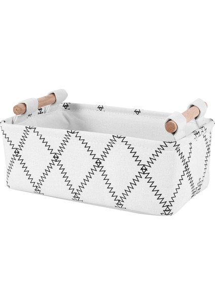 Dekoratif Saklama Sepeti Kutuları - Katlanabilir Kumaş Hediye Sepetleri Ahşap Saplı Boş Beyaz Dikdörtgen Katlanabilir S (Yurt Dışından)