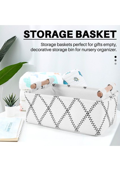 Dekoratif Saklama Sepeti Kutuları - Katlanabilir Kumaş Hediye Sepetleri Ahşap Saplı Boş Beyaz Dikdörtgen Katlanabilir S (Yurt Dışından) fiyatları