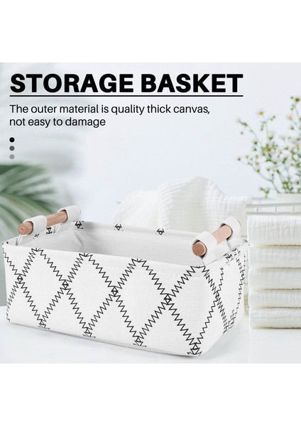 Dekoratif Saklama Sepeti Kutuları - Katlanabilir Kumaş Hediye Sepetleri Ahşap Saplı Boş Beyaz Dikdörtgen Katlanabilir S (Yurt Dışından) fırsatları