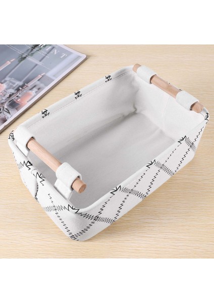 Dekoratif Saklama Sepeti Kutuları - Katlanabilir Kumaş Hediye Sepetleri Ahşap Saplı Boş Beyaz Dikdörtgen Katlanabilir S (Yurt Dışından) indirimleri