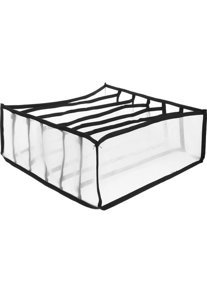 Dolap Iç Giyim Saklama Kutusu Çekmece Bölme Çorap Saklama Kutusu 6 Bölmeli (Siyah) (Yurt Dışından)