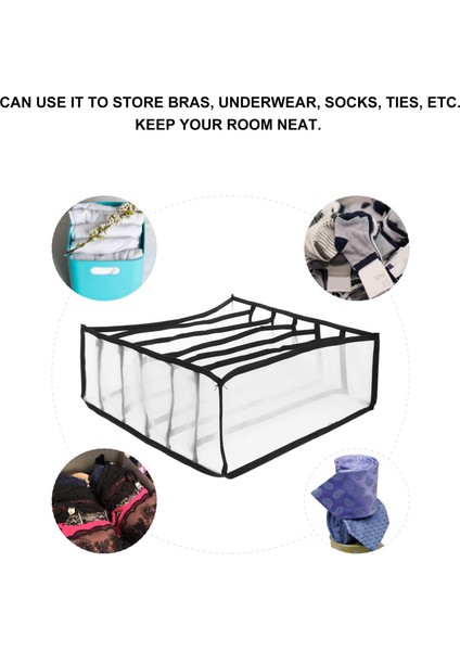 Dolap Iç Giyim Saklama Kutusu Çekmece Bölme Çorap Saklama Kutusu 6 Bölmeli (Siyah) (Yurt Dışından) fiyatları